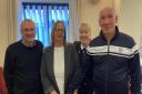 Tracey and George Rae with Love Dereham chairman Keith Mersh (left) and Dereham Baptist Church volunteer Lyn Milns