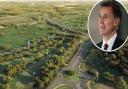 The government has yet to announce if it will give more money to the Norwich Western Link. Inset: Chancellor Jeremy Hunt