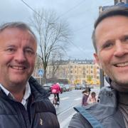 Jarl (left) and Andrew Barnes, who both hail from Dereham, pictured together in Oslo, Norway