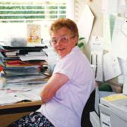 Pam Jones in her office at Toftwood Primary School