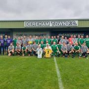Former Dereham Town players took to the field in a chairty match held in memory of club legends, Colin Wright and Mike Baldry