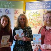 Jill Michelle Smith and Jennifer Watson (left) alongside Dr David Waterhouse at the Extraordinary Extinct Prehistoric Minibeasts: A First Guide to Fossils' book launch event at North Norfolk Visitor Centre Picture: Alison Waterhouse
