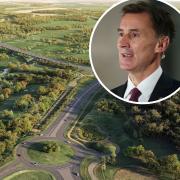 The government has yet to announce if it will give more money to the Norwich Western Link. Inset: Chancellor Jeremy Hunt