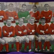 A signed Man Utd poster from 1964, estimated at £500 to £700 by James and Sons Auctioneers in Fakenham.