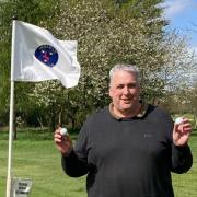 Simon Chaney and his two aces at Dereham Golf Club