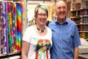Fiona and Bill Joisce at Knit Wits & Fabrics in Dereham
