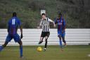 Action from Dereham Town's 2-1 defeat at Maldon & Tiptree. Picture: Robert Groom