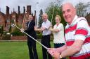 Richard Tidy from Dunston Hall, Dr Tony Page from Norfolk Heart Trust and organisers Angie and Jack Parker prepare for the 2015 charity golf day. Picture by SIMON FINLAY.