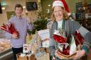 Creake Abbey are getting ready for a Christmas Farmers Market - Abbey Cafe owner Stephen Harrison with Diana Brocklebank Scott ready with festive fayre. Picture; Matthew Usher.