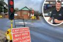 March 20 marked the first day of traffic disruption due to pavement reconstruction works in Dereham - Paul Sandford (inset) have been left concerned by the impact it could have on business
