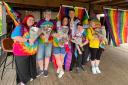 The Dereham Does Pride committee (from LtR)  Charlotte O’Callaghan (Co-Chair), Kerry King (Co-Chair), Abbi King (Treasurer), Ben Greentree (Secretary), Tommy Chambers, Sarah Jane at the event on July 1