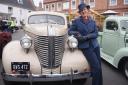 Antoinette Ford with her 1938 Pontiac, at a previous Reepham Classic Car Festival