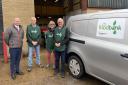 Crayford & Abbs’ Sales Director Rupert Fox (left) hands over the new electric van to Mid Norfolk Foodbank Trustees Dave Pearson (far right) and Trevor Theobald (second from left) and Operations Manager Suzanne Bushby