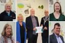 Councillors Peter Wilkinson (centre, right) and Alison Webb (centre left) alongside Tim Cara, who was one of the community heroes who were awarded by Breckland council. (Top left, Donna Palmer, bottom left, Carolyn Coleman, top right, Athena Poole, and