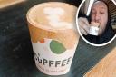 Simon Hughes, owner of Burt’s Girls Coffee (inset) in Dereham has started offering the cupffee cup, an entirely edible cup, bar the recyclable paper sleeve, that coffee drinkers have dubbed the cookie cup