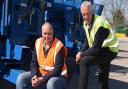 Director Robert Bunning, left, and sales director Chris Druce with new muck spreaders built at GT Bunning in Gressenhall
