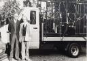 Eileen and Ed Malt with Dutch hoof trimming cattle crushes on a van before their first demonstration in 1980