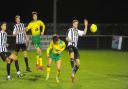 Action from last night's friendly match between Dereham Town and Norwich City Under-18s at Aldiss Park Picture: TONY THRUSSELL