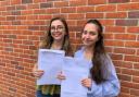 Amelia Zahid (right) and Maisie Tye at Dereham Sixth Form College on August 17 to get their A-level results