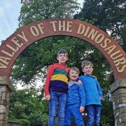 Roarr! Dinosaur Adventure opens its new attraction Valley of the Dinosaurs. (L to R) Intrepid explorers, brothers Adam, 9, Harrison, 4, and James Clarke, 7, are preparing to enter!