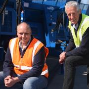 Director Robert Bunning, left, and sales director Chris Druce with new muck spreaders built at GT Bunning in Gressenhall