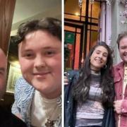 John Travolta at the Dereham Wetherspoon with a fan and Alan Carr at Erpingham House with fellow comic Louise Young.