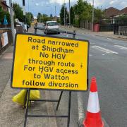 HGV drivers cannot access the A1065 between Dereham and Watton due to repair work at Shipdham