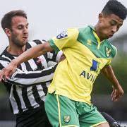 Josh Ginnelly in action for Norwich City at Dereham Town. Picture: MATTHEW USHER