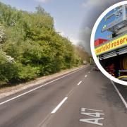 The A47 has been closed after a van caught fire between Dereham and Swaffham