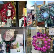 Some of the wreaths which feature in Dereham's Christmas Wreath Trail 2022