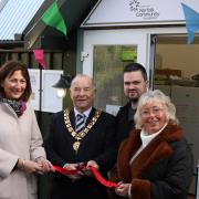 The Food Cabin was officially opened by Hugh King, Mayor of Dereham (centre) Alison Webb,  Executive Member for Health & Communities at Breckland Council (right), Claire Cullen, Chief Executive from the Norfolk Community Foundation and Toby Rouse