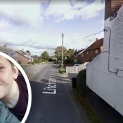 Jake Holmes and his fiancée Holly-Ann Ward (inset) are calling on Victory Homes to help them with an ongoing noise complaint from their home in Gressenhall. Picture: Jake Holmes/Google Maps