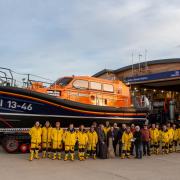 Crew members from the RNLI Wells with the Blakeney Old Wild Rovers.