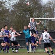 A scene from Dereham Town FC's match against Corby - Picture: Dereham Town FC