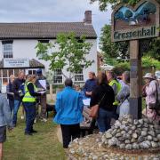 The local historian Dr Bridget Yates led the tour of Gressenhall’s former pubs and ale houses that used to exist in the village