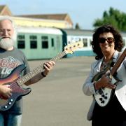 Photo from the first Dereham Blues Festival in 2013  - at the town's Railway Station are Stewart and Doreen Aitken