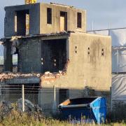 Photos taken during the demolition of the former United States Army Air Force (USAAF) control tower at RAF Shipdham