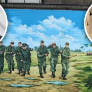 Paul Claussen (right inset), from Breckland Council, announced it was scrapping the Memoirs through Murals project in Dereham after Roger Atterwill (left, inset) questioned its future at the full council meeting. Picture centre is a War Mural in Thetford