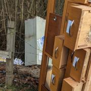 Old office furniture dumped on Forestry Commission land in Breckland