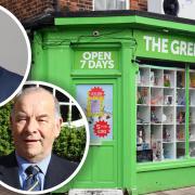 George Freeman (top inset), MP for Mid-Norfolk, and mayor for Dereham, Hugh King were speaking after The Green Shop in Norwich Street was issued the closure order