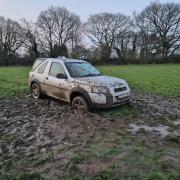 Norfolk Police are at Neatherd Moor, in Dereham, on March 8 after a Land Rover Freelander was found by locals on the green space, covered in mud and appearing to be stuck